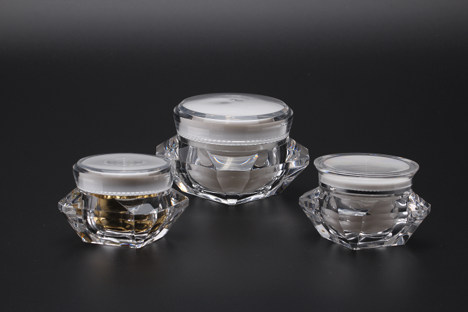 High Quality Diamond Shaped Plastic Acrylic Cosmetic Cream Jar
