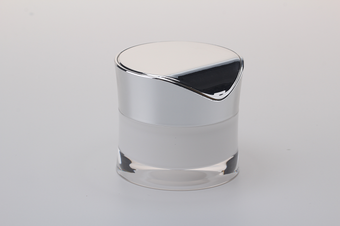 Elegante cilindro tarro de acrílico alta calidad tarro crema plástico para cosméticos