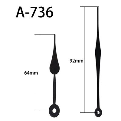 Kellon osoitin A-736 musta tunti ja minuutti