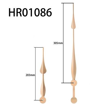 Kellon osoittimet HR01086 kultainen tunti ja minuutti, neliömäinen reikä kupariholkilla