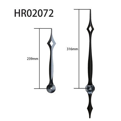 Lancette dell'orologio HR02072 ore e minuti neri, foro quadrato con manicotto in rame