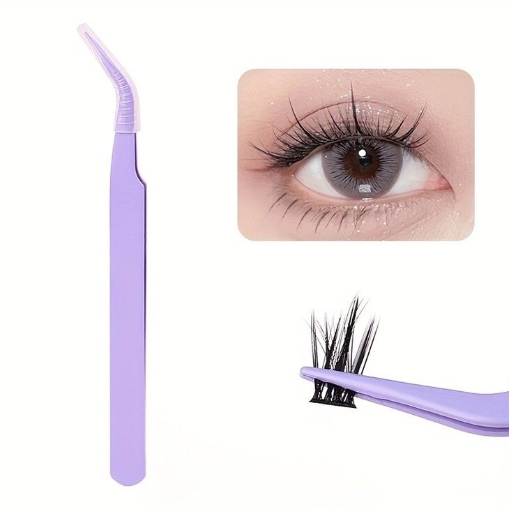 1pc Eyelash Extension Tweezer Curved Tip Cluster