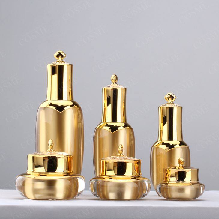 Innovatieve 15g 30G 50G luxe gouden kroon gevormde kunststof acryl cosmetische crème Jar