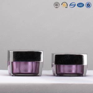 Silver Gold Square High Quality Plastic Acrylic Cosmetic Packaging Cream Jar For Luxury Cosmetics