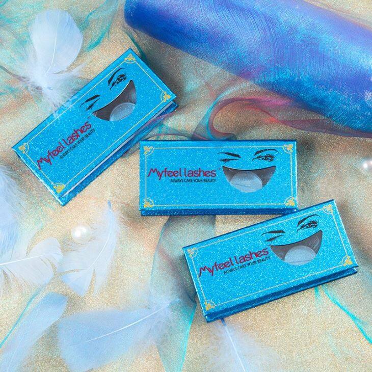 blue color eyelashes packaging