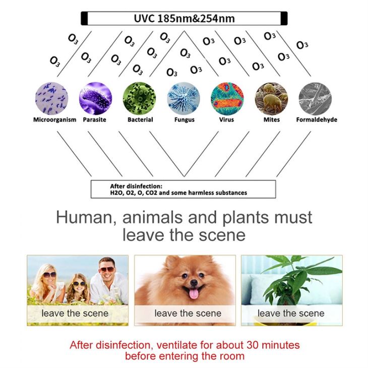 220V 110V Non Toxic Harmless Portable Uv Light Room Sterilizer