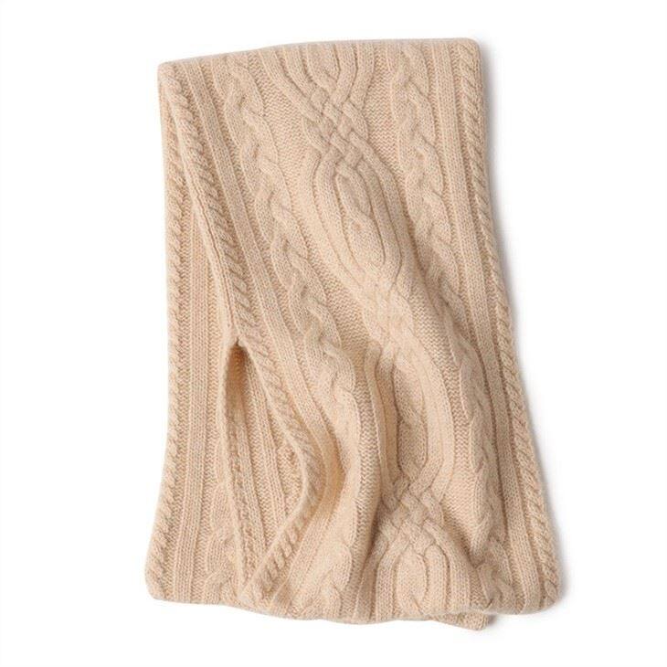 100 Cashmere Cable Knitted Thickened Classic Pattern Baby Scarf