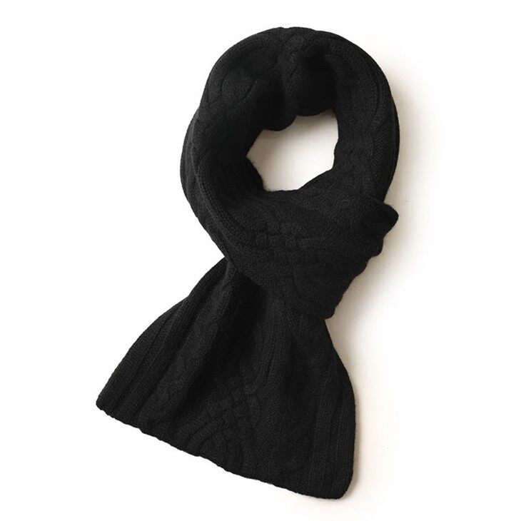 100 Cashmere Cable Knitted Thickened Classic Pattern Baby Scarf