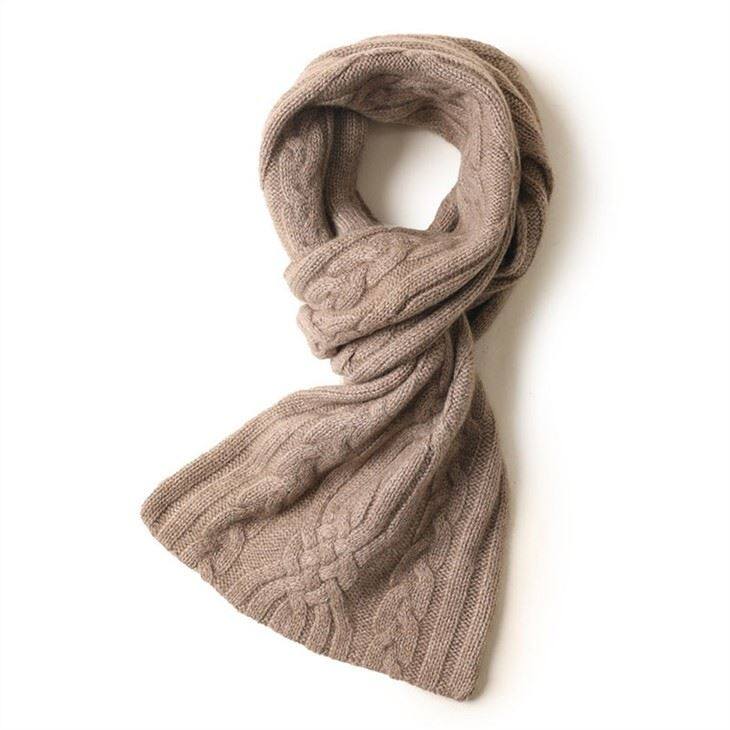 100 Cashmere Cable Knitted Thickened Classic Pattern Baby Scarf