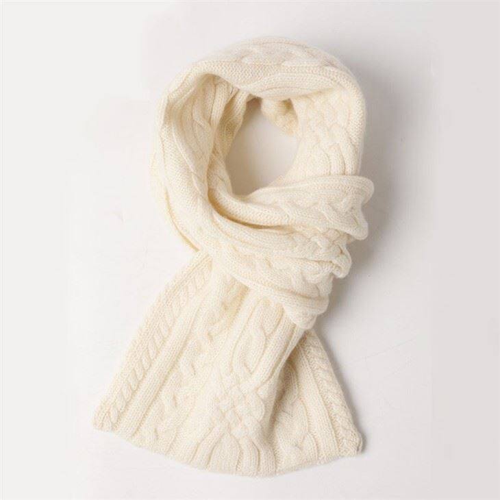 100 Cashmere Cable Knitted Thickened Classic Pattern Baby Scarf
