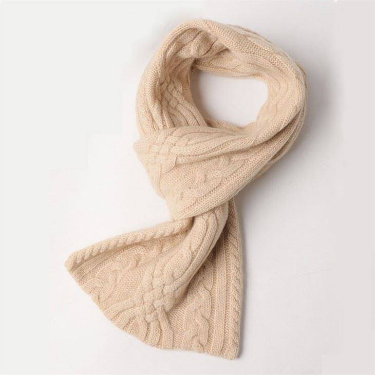 100 Cashmere Cable Knitted Thickened Classic Pattern Baby Scarf