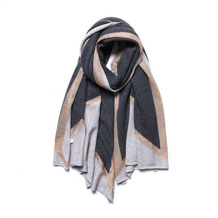 100% Cashmere Stripe Wide Scarf