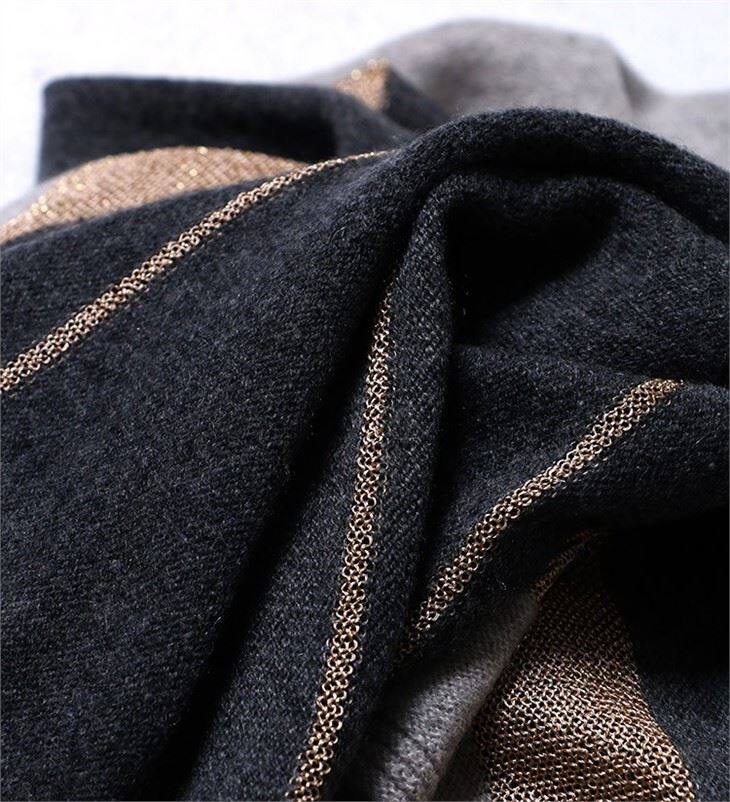 100% Cashmere Stripe Wide Scarf