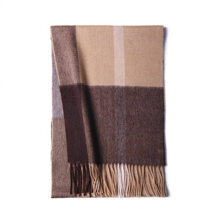 Pure Cashmere Checked Scarf Warm Winter Lady
