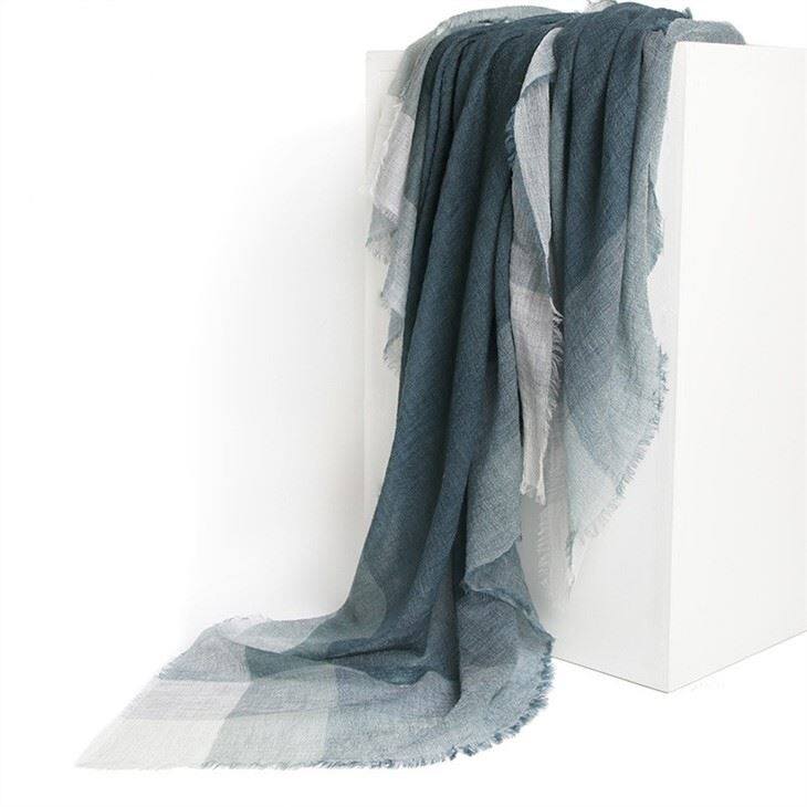 Artistic Checked Print Worsted Cashmere Scarf