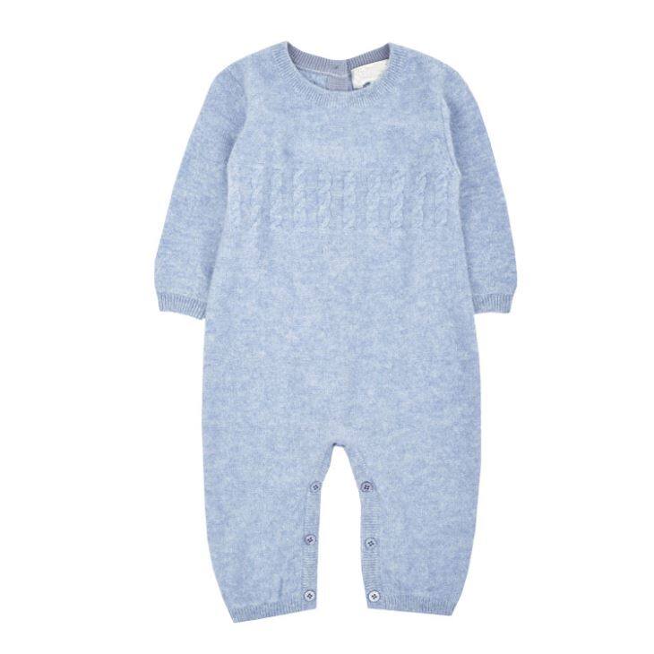 Bộ áo liền quần cashmere dệt kim có dây cáp cho bé