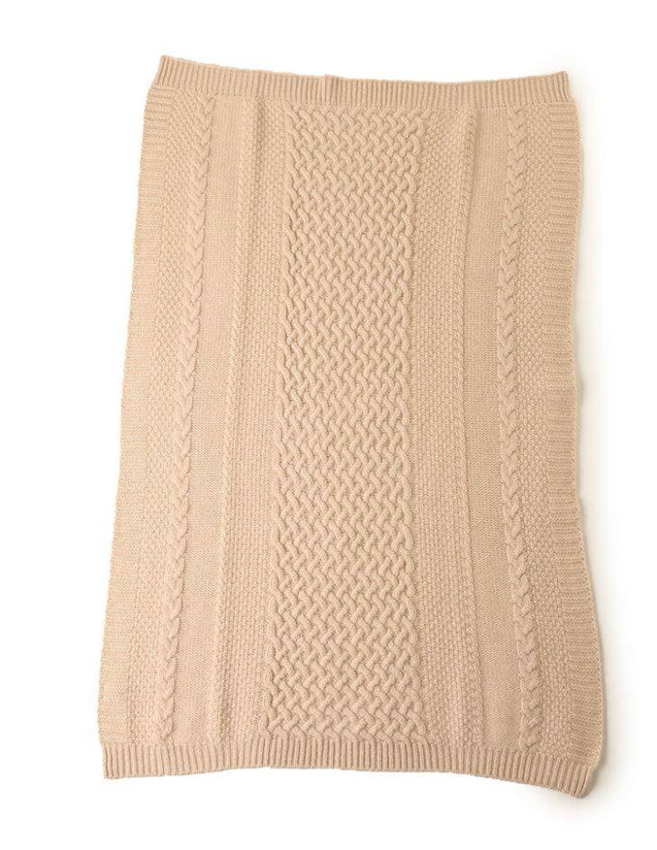 Baby Cashmere Cable Basket Knit Blanket