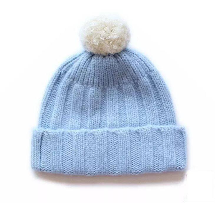 Gorro de malha canelada de caxemira para bebê
