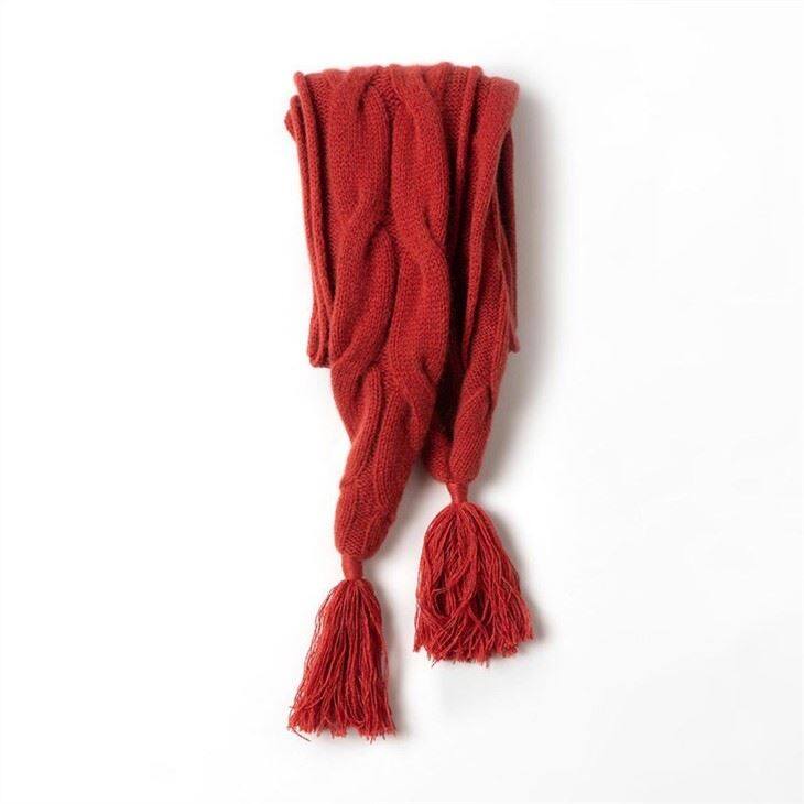 Cable Knitted Thick Warm Cashmere Scarf