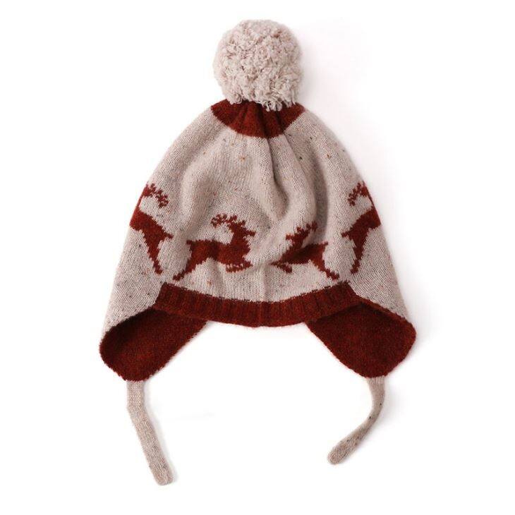 Cashmere Jacquard Earmuffs Beanie