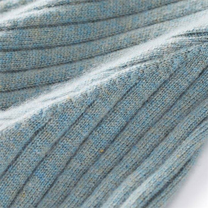 Cashmere Rib Knitted V-neck Long Dress