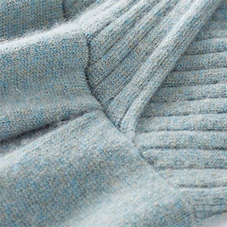 Cashmere Rib Knitted V-neck Long Dress