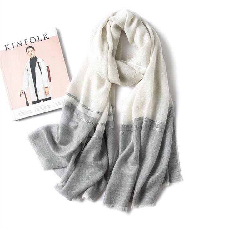Casual Worsted Stripe Plaid Cashmere Scarf