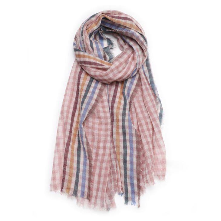 Checked Light Weight Wool Scarf