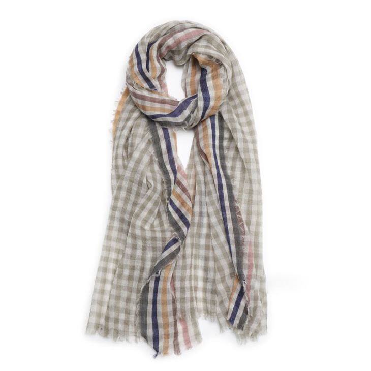 Checked Light Weight Wool Scarf