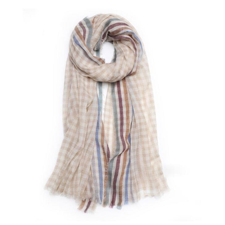 Checked Light Weight Wool Scarf