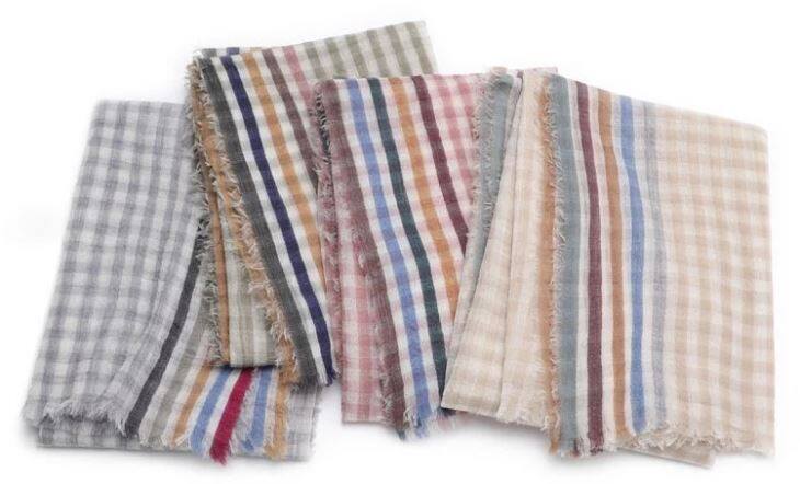 Checked Light Weight Wool Scarf