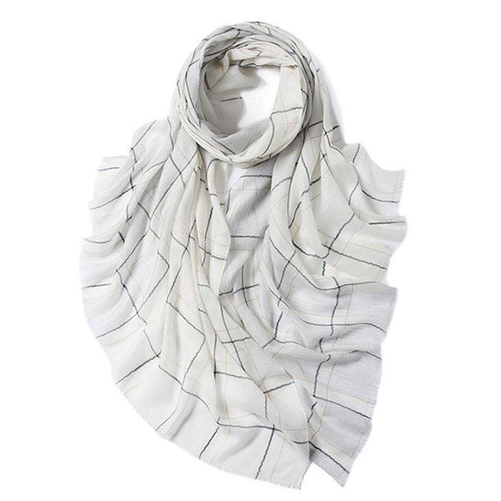 Lenço de caxemira penteado em tom tartan xadrez