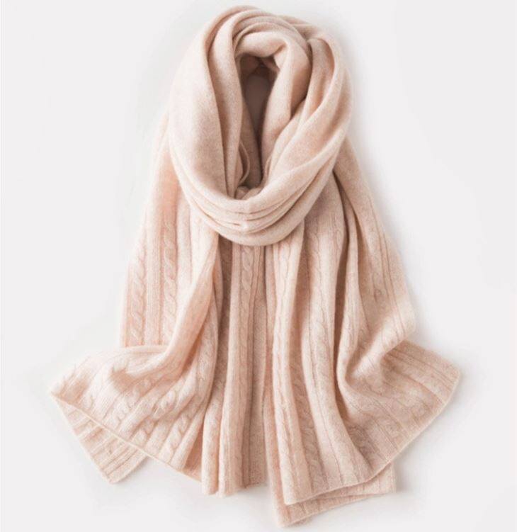 Classic Cable Knitted Cashmere Scarf