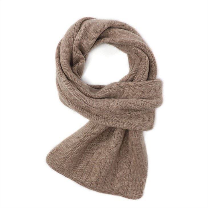 Creamy Cozy Cable Knitted Cashmere Scarf