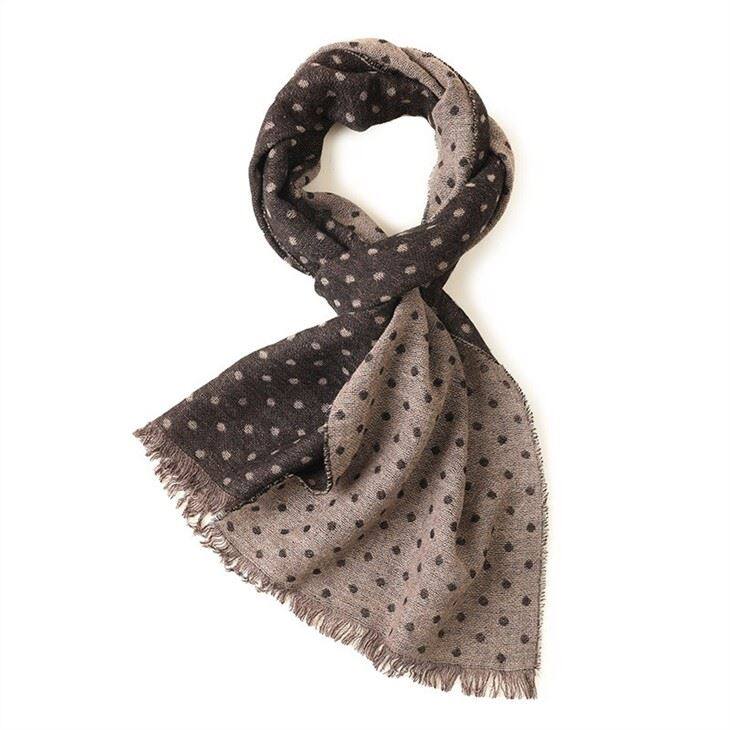Double Side Dot Jacquard Wool Scarf