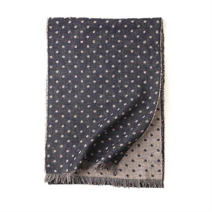Double Side Dot Jacquard Wool Scarf