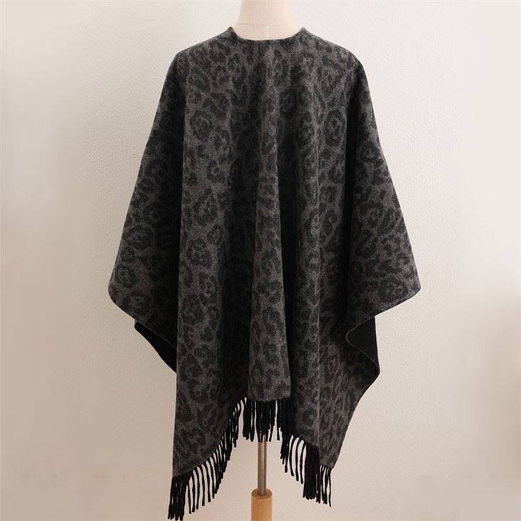 Double Side Jacquard Wool Poncho