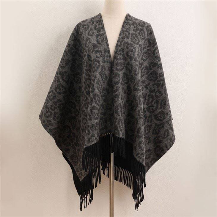 Double Side Jacquard Wool Poncho