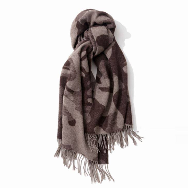 167 Geometric Pattern Jacquard Wool Scarf (2)