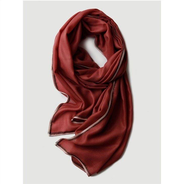 Gold Decorated Solid Color Woolen Scarf