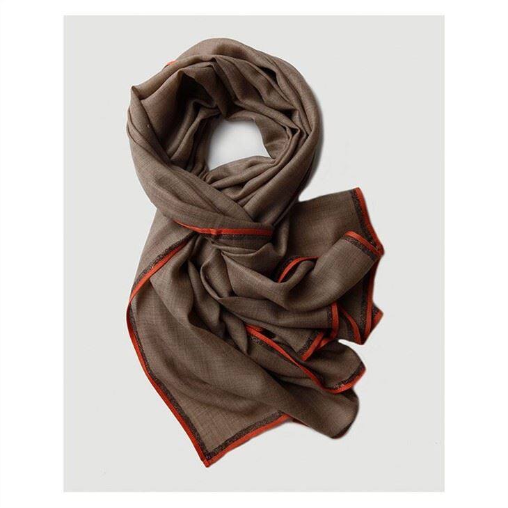 Gold Decorated Solid Color Woolen Scarf