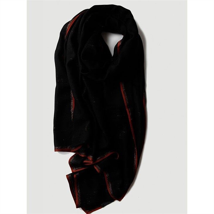 Gold Decorated Solid Color Woolen Scarf