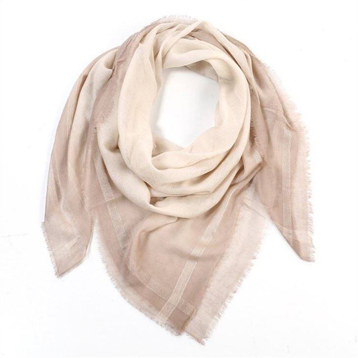 Gradual Dip Dye Worsted Square Cashmere Scarf