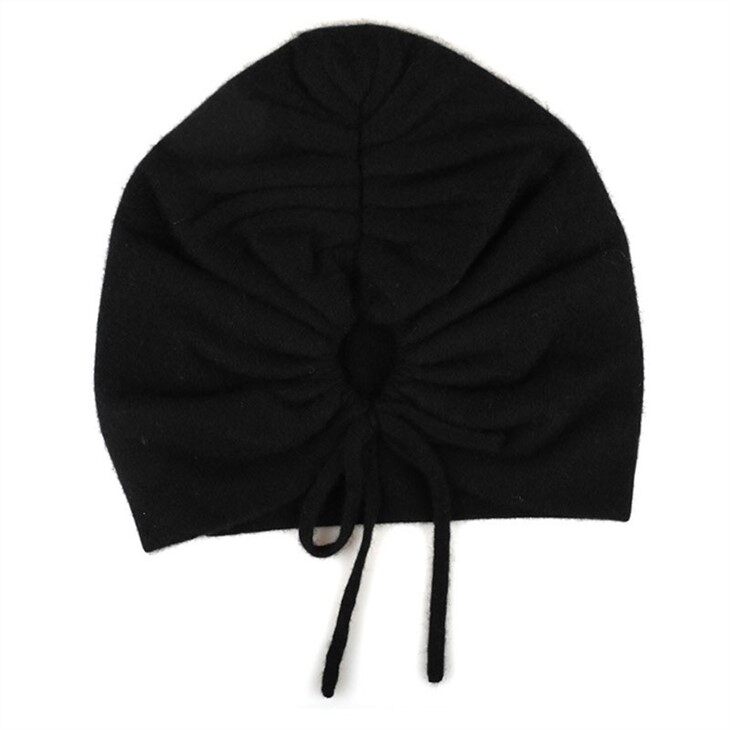 High Quality Lace Up Cashmere Beanie Hat
