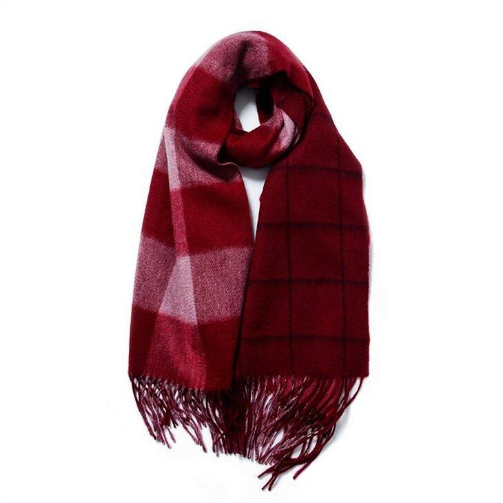 IMF 100% Cashmere Double Side Plaid Scarf Women Thick Warm Scarf