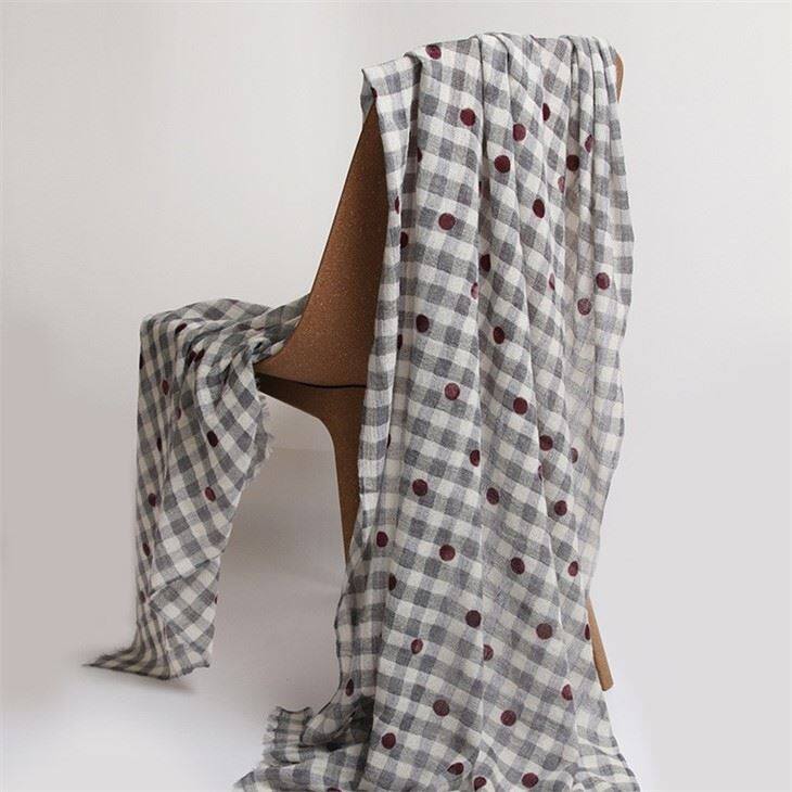 IMF Plaid Color Merino Wool Lady Spring Wool Shawl With Dots
