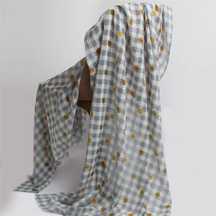 IMF Plaid Color Merino Wool Lady Spring Wool Shawl With Dots