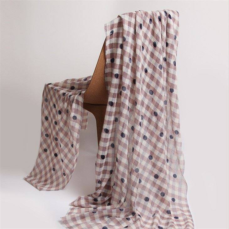 IMF Plaid Color Merino Wool Lady Spring Wool Shawl With Dots