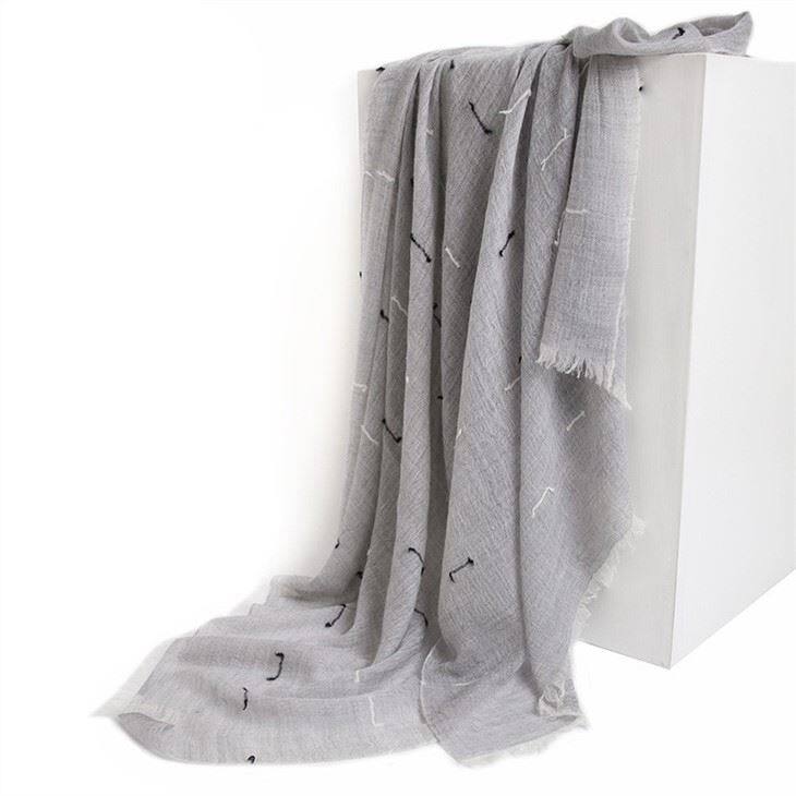 Jacquard Worsted Cashmere Scarf For Woman