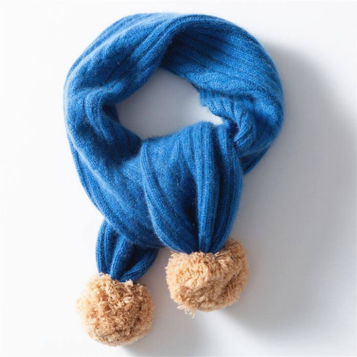 Kids Cashmere Knit Pom Pom Scarf